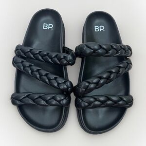 BP Sandals Size 4M Black Braided Slide Comfortable Minimalist Summer Style
